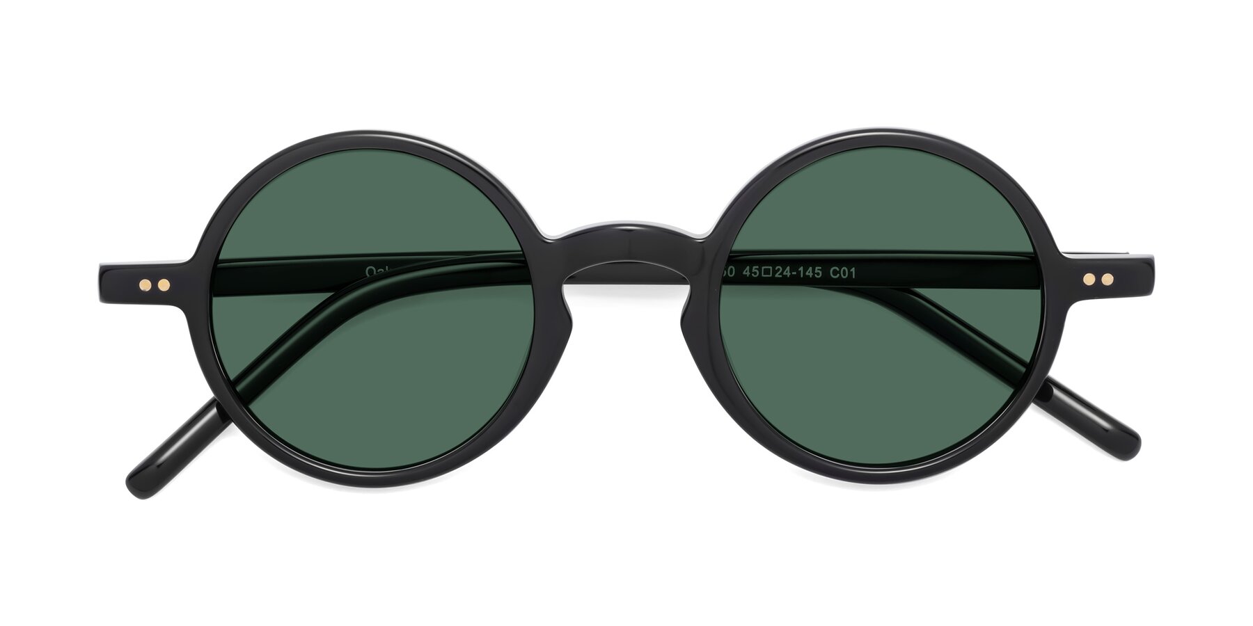 Folded Front of Oakes in Black with Green Polarized Lenses