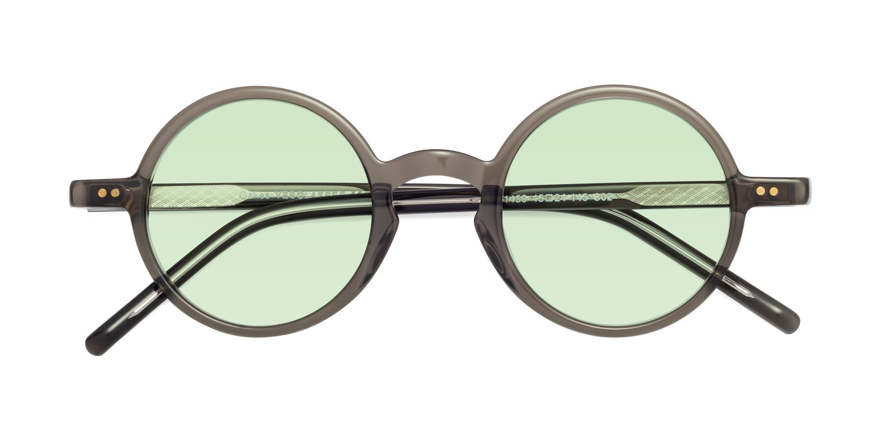 Folded Front of Oakes in Ash Gray with Light Green Tinted Lenses