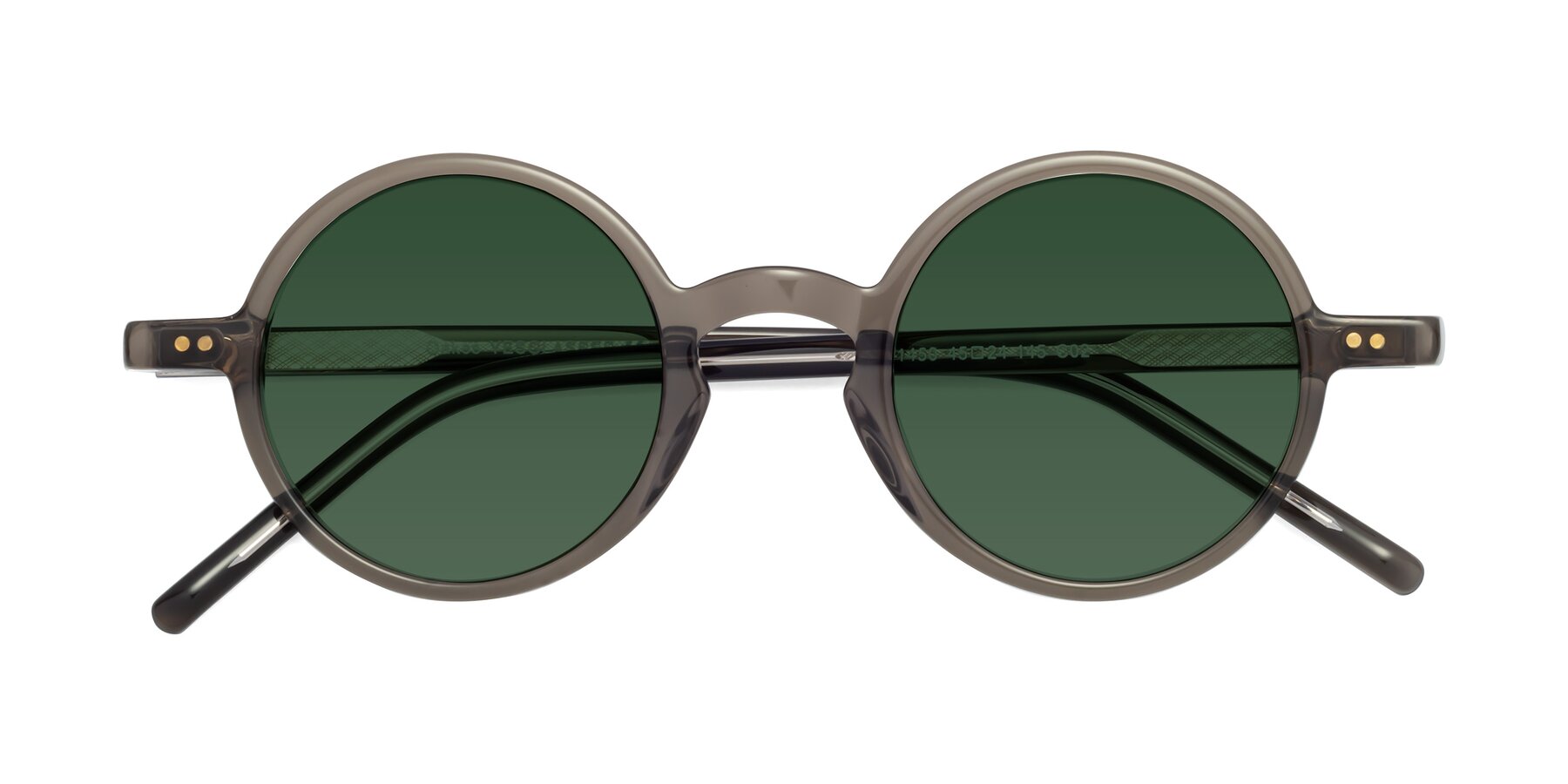 Folded Front of Oakes in Ash Gray with Green Tinted Lenses