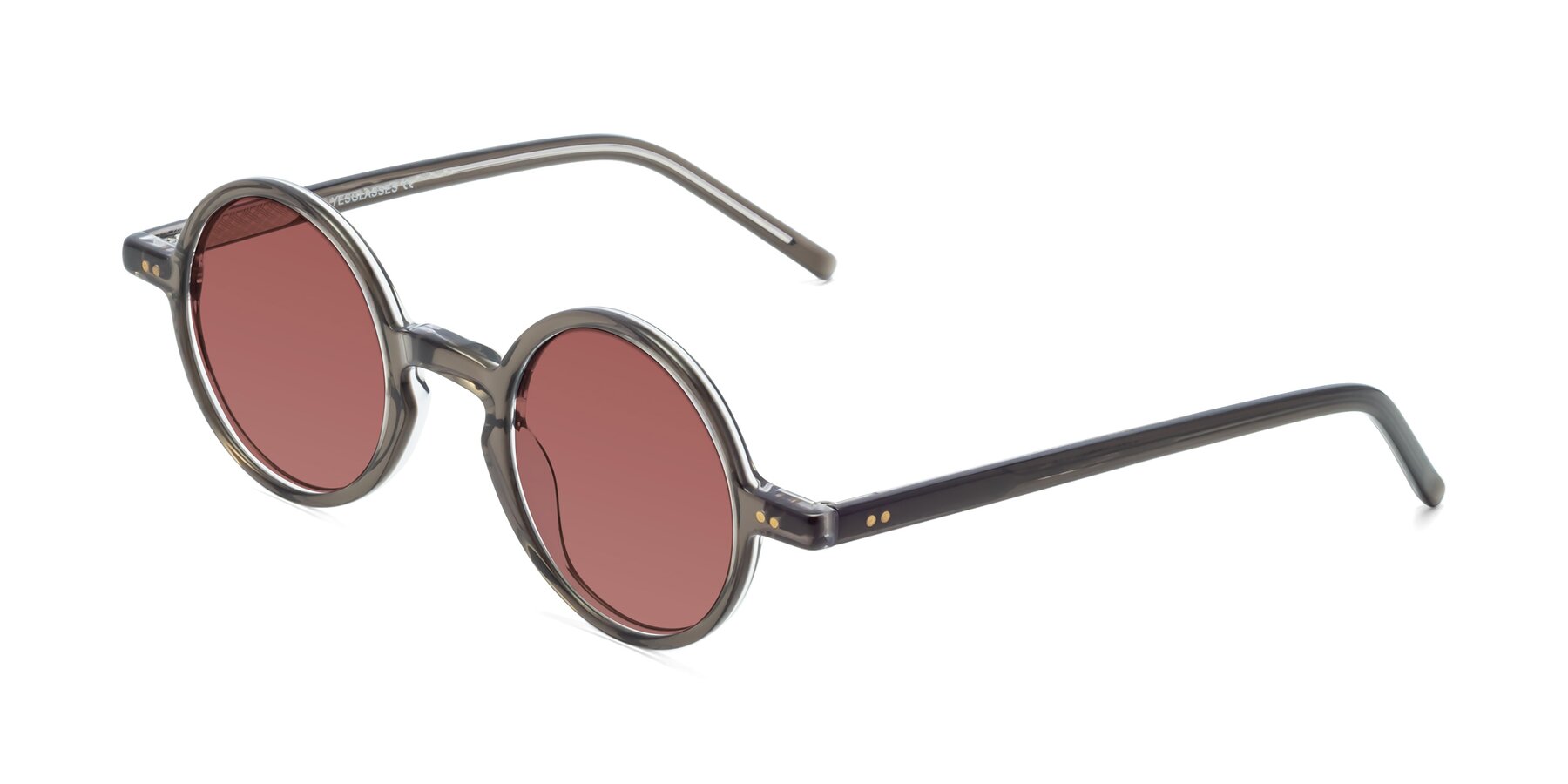 Angle of Oakes in Ash Gray with Garnet Tinted Lenses