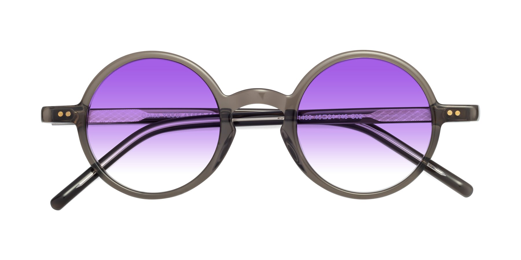 Folded Front of Oakes in Ash Gray with Purple Gradient Lenses