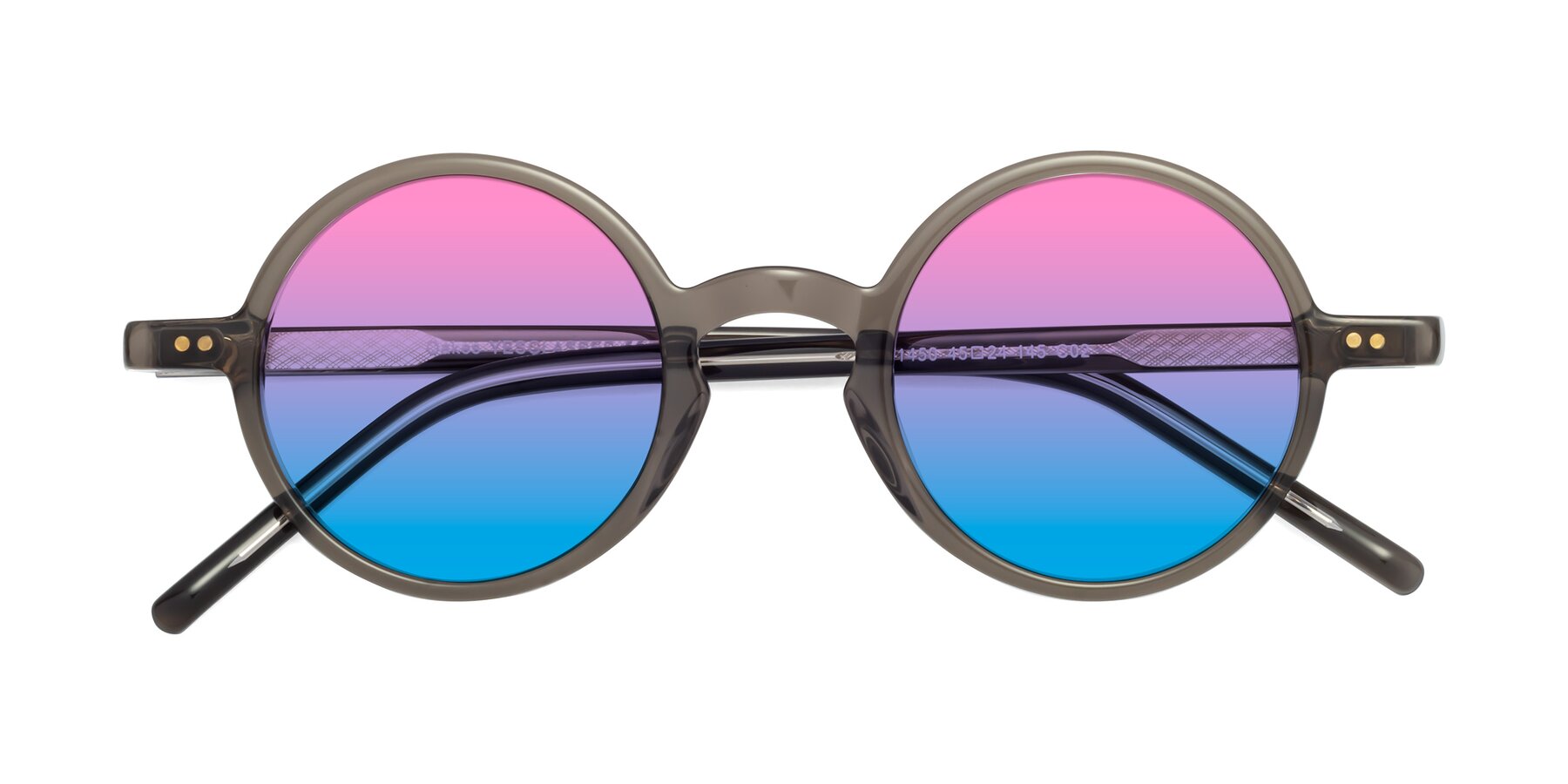 Folded Front of Oakes in Ash Gray with Pink / Blue Gradient Lenses