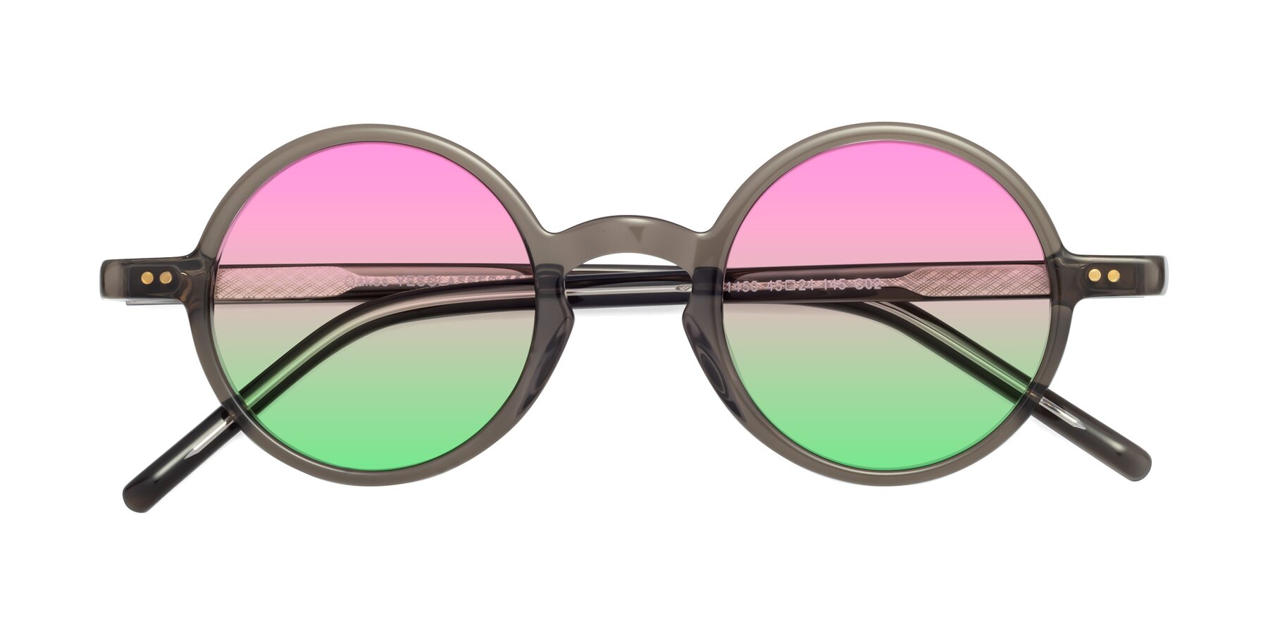 Folded Front of Oakes in Ash Gray with Pink / Green Gradient Lenses