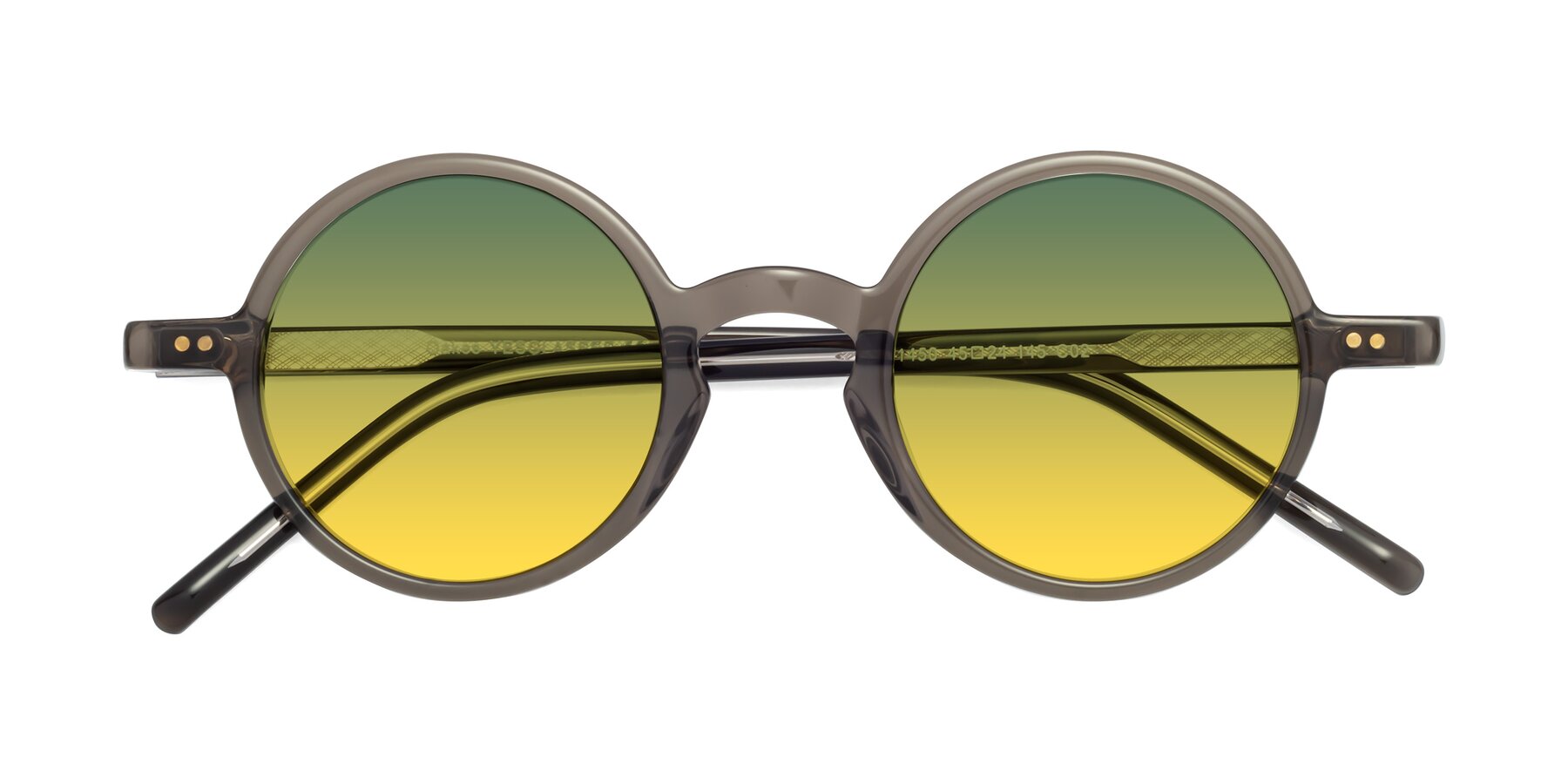 Folded Front of Oakes in Ash Gray with Green / Yellow Gradient Lenses