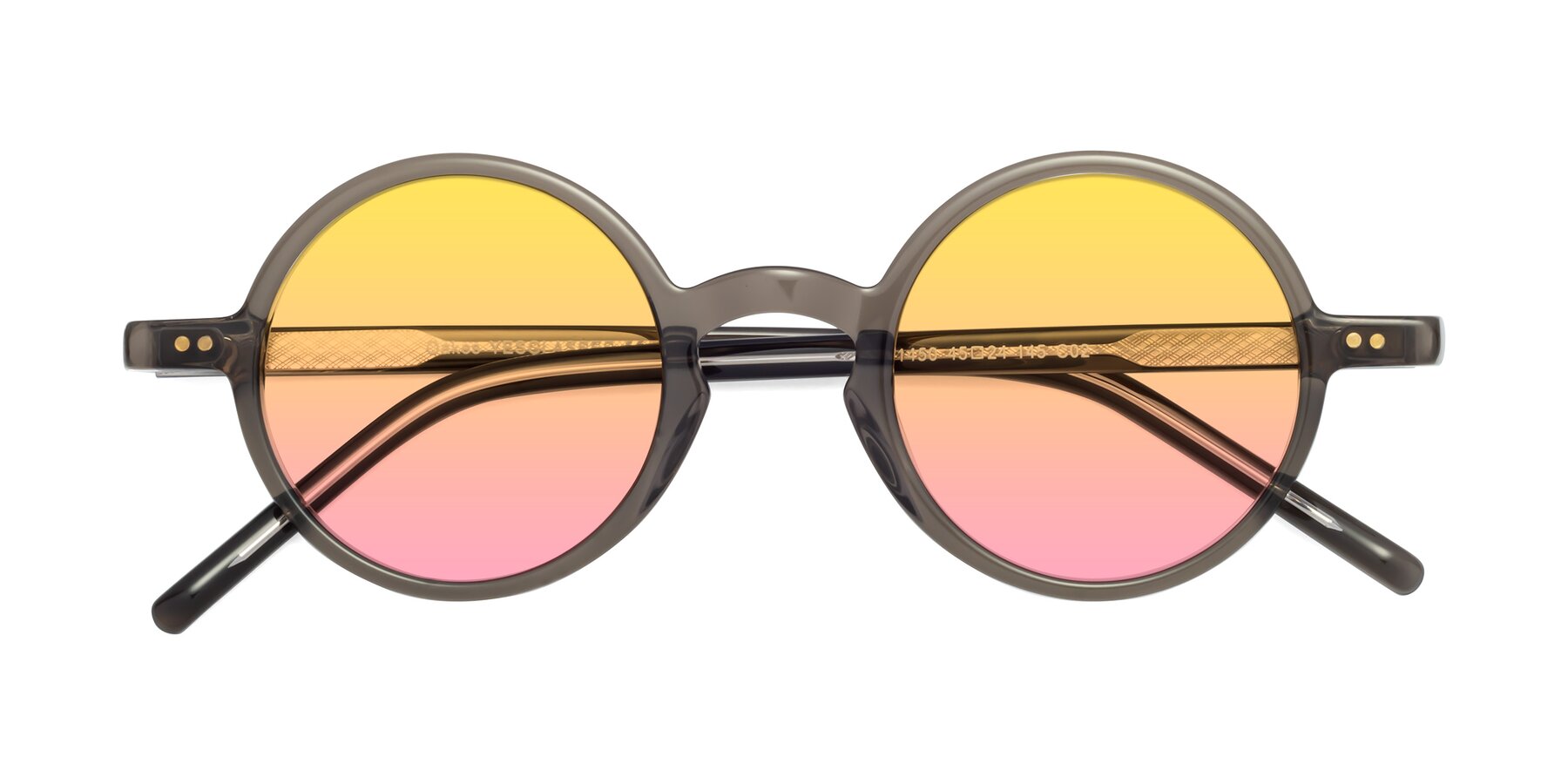 Folded Front of Oakes in Brownish Gray with Yellow / Pink Gradient Lenses