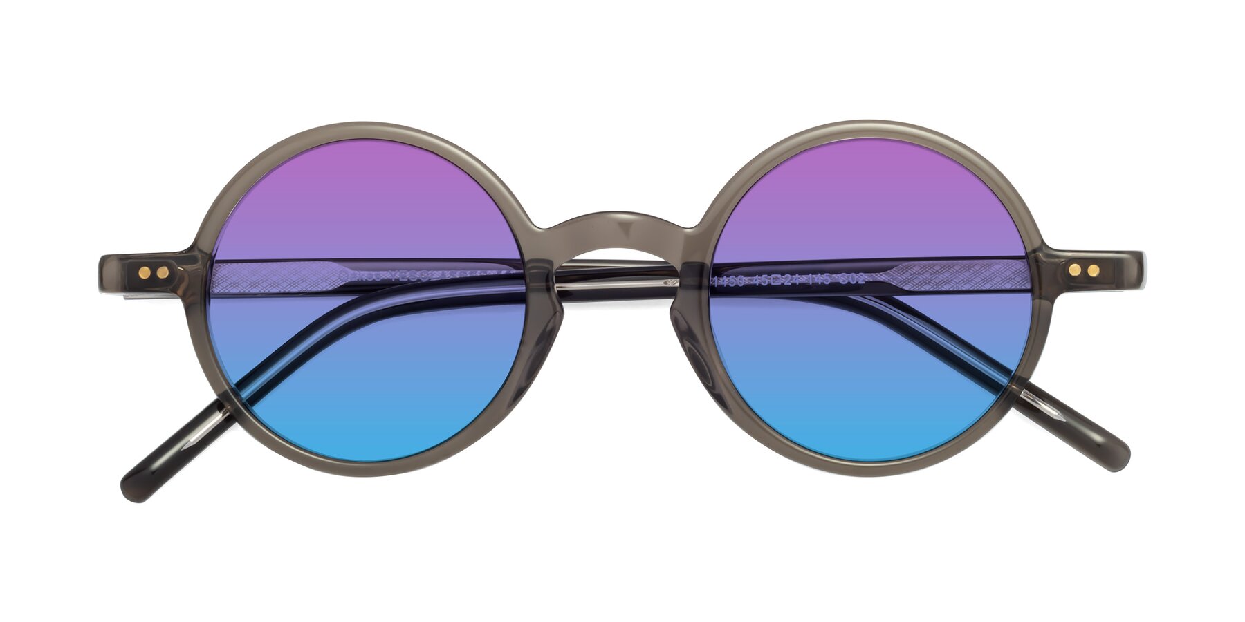 Folded Front of Oakes in Ash Gray with Purple / Blue Gradient Lenses