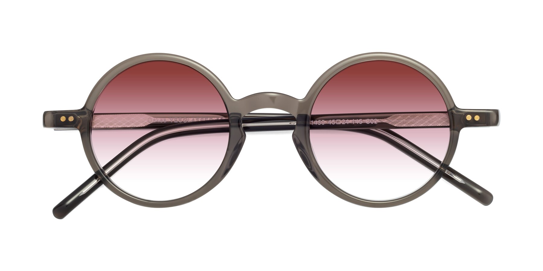 Folded Front of Oakes in Ash Gray with Garnet Gradient Lenses