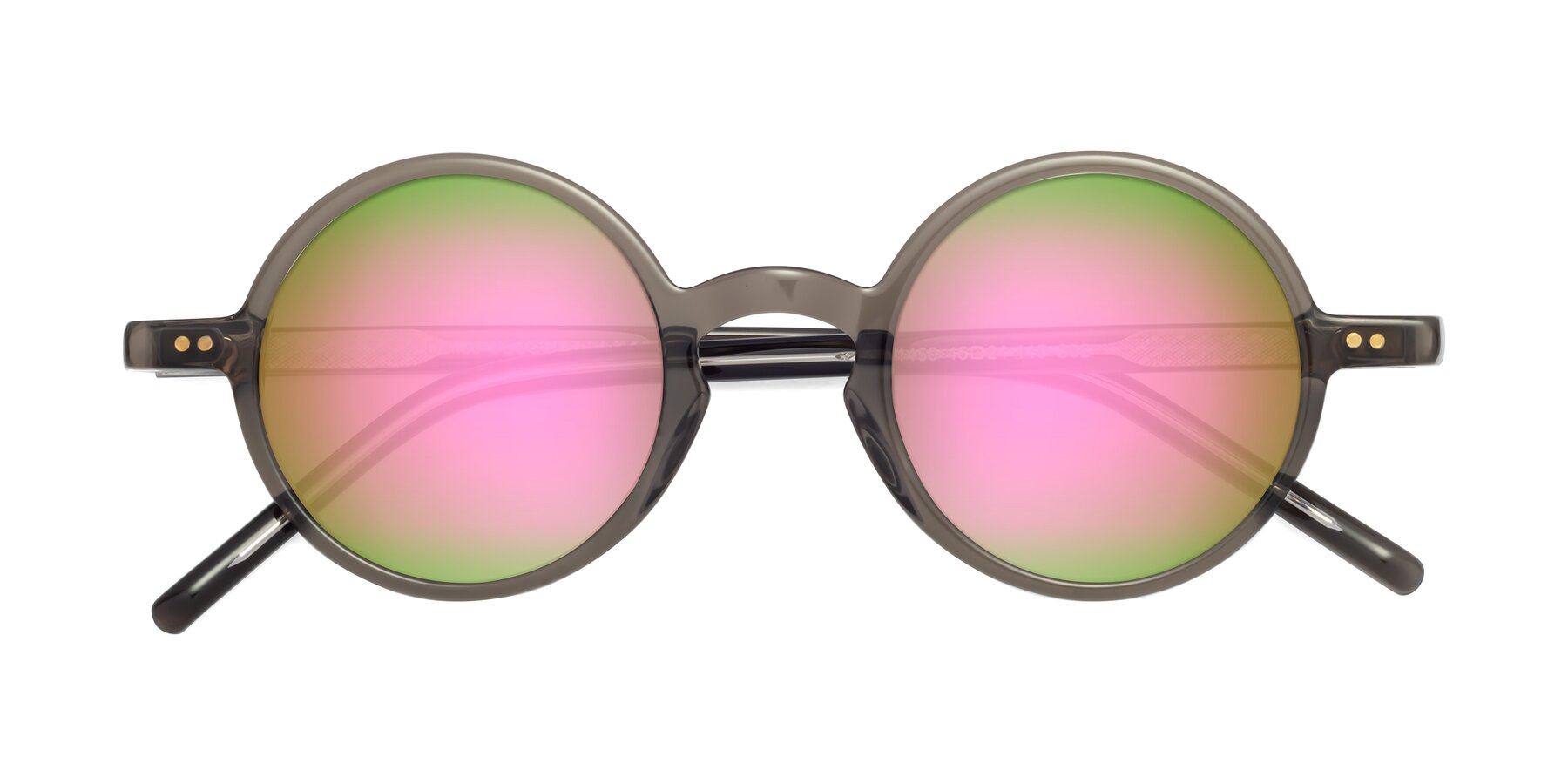 Folded Front of Oakes in Ash Gray with Pink Mirrored Lenses