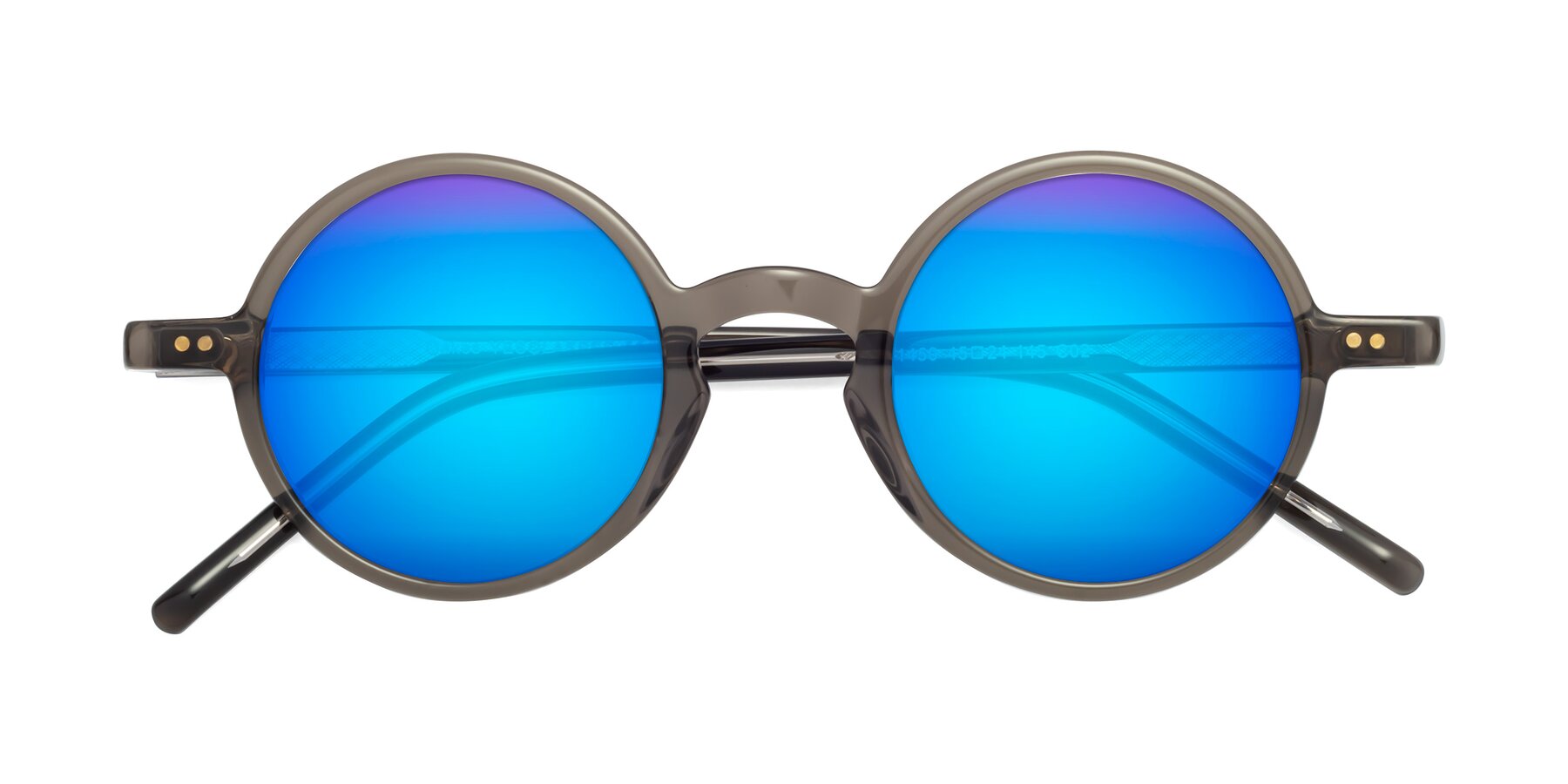 Folded Front of Oakes in Ash Gray with Blue Mirrored Lenses