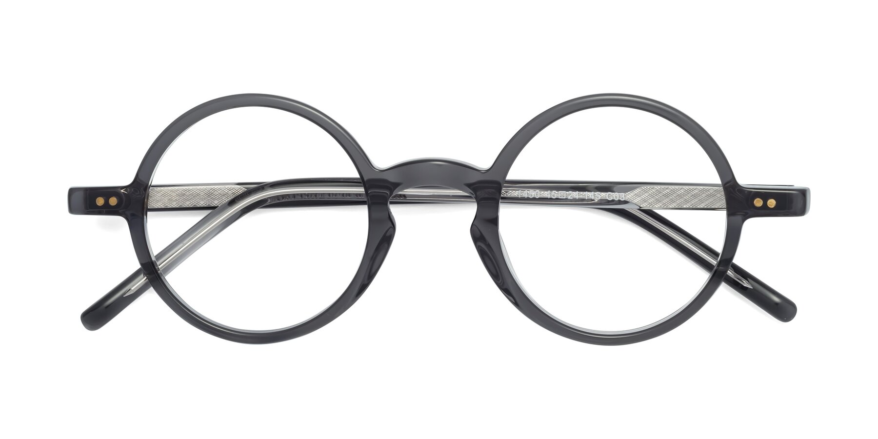 Folded Front of Oakes in Translucent Gray with Clear Eyeglass Lenses