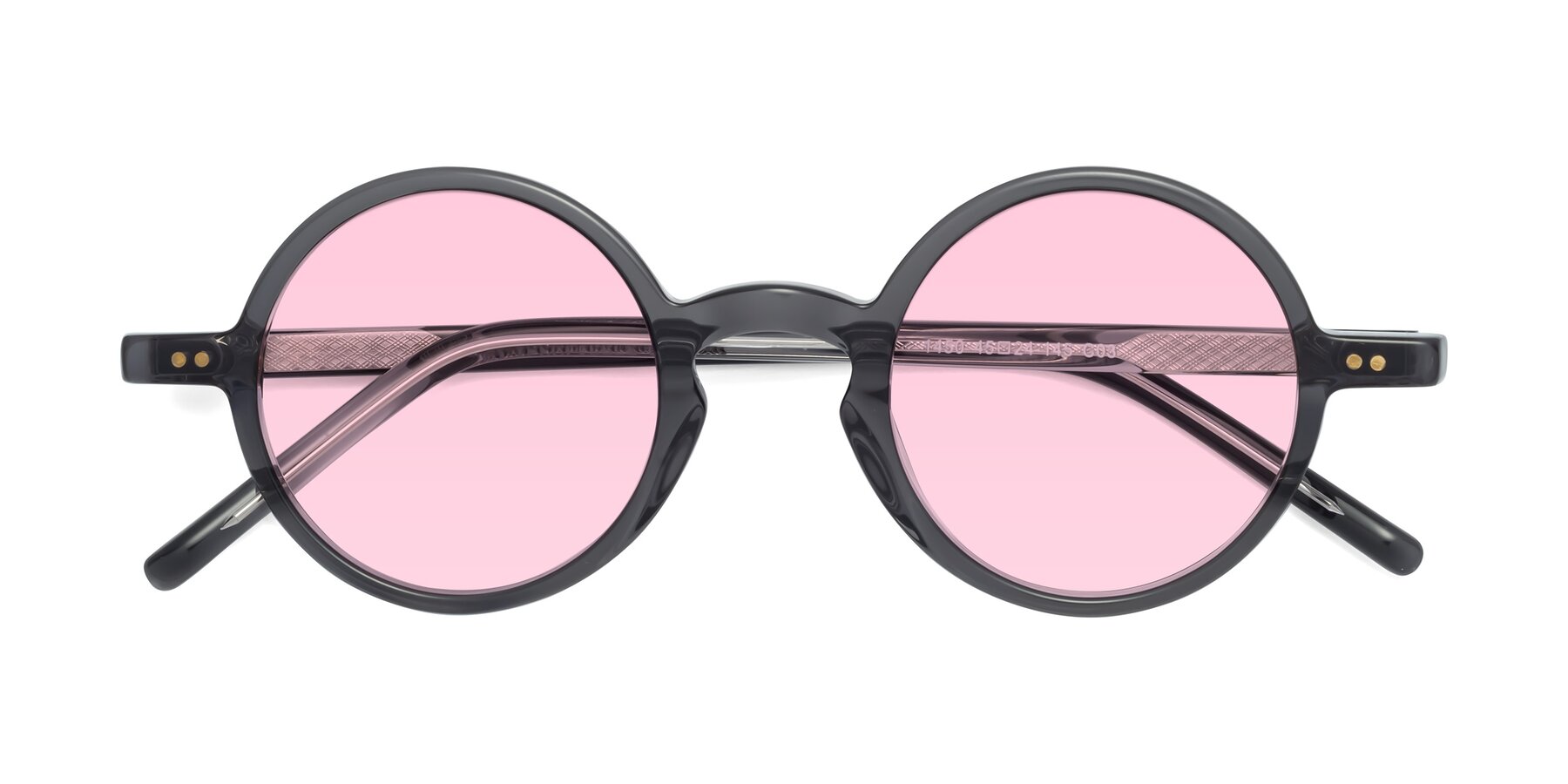 Folded Front of Oakes in Iron Gray with Light Pink Tinted Lenses