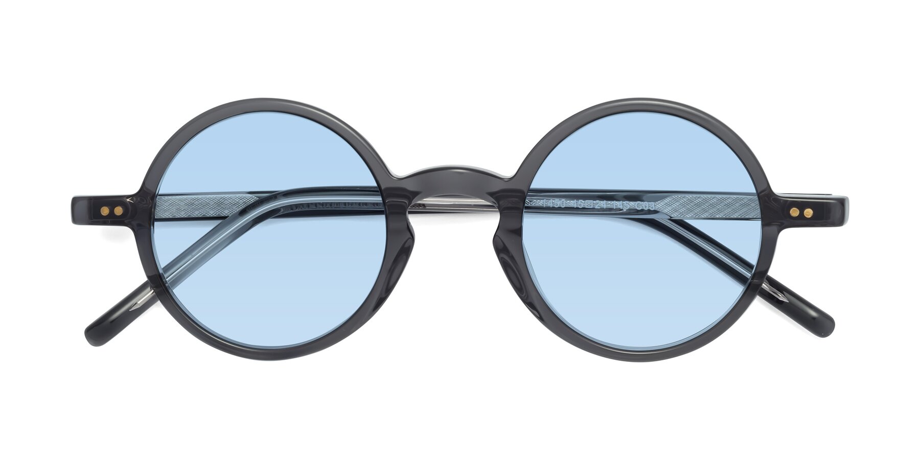 Folded Front of Oakes in Iron Gray with Light Blue Tinted Lenses