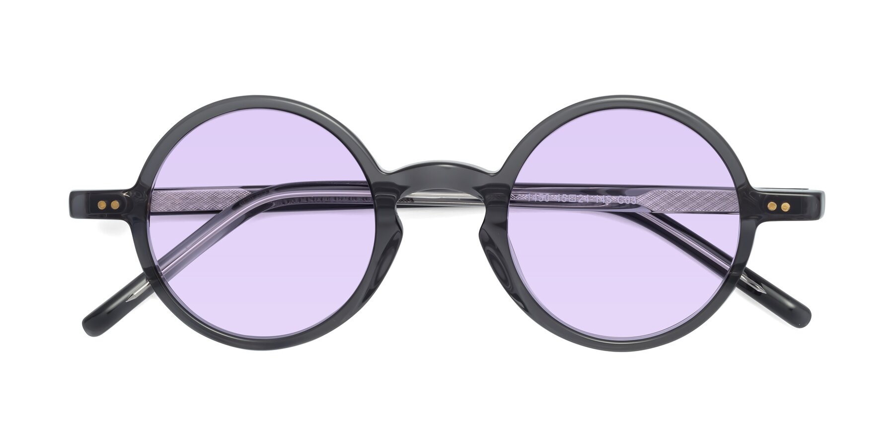 Folded Front of Oakes in Translucent Gray with Light Purple Tinted Lenses