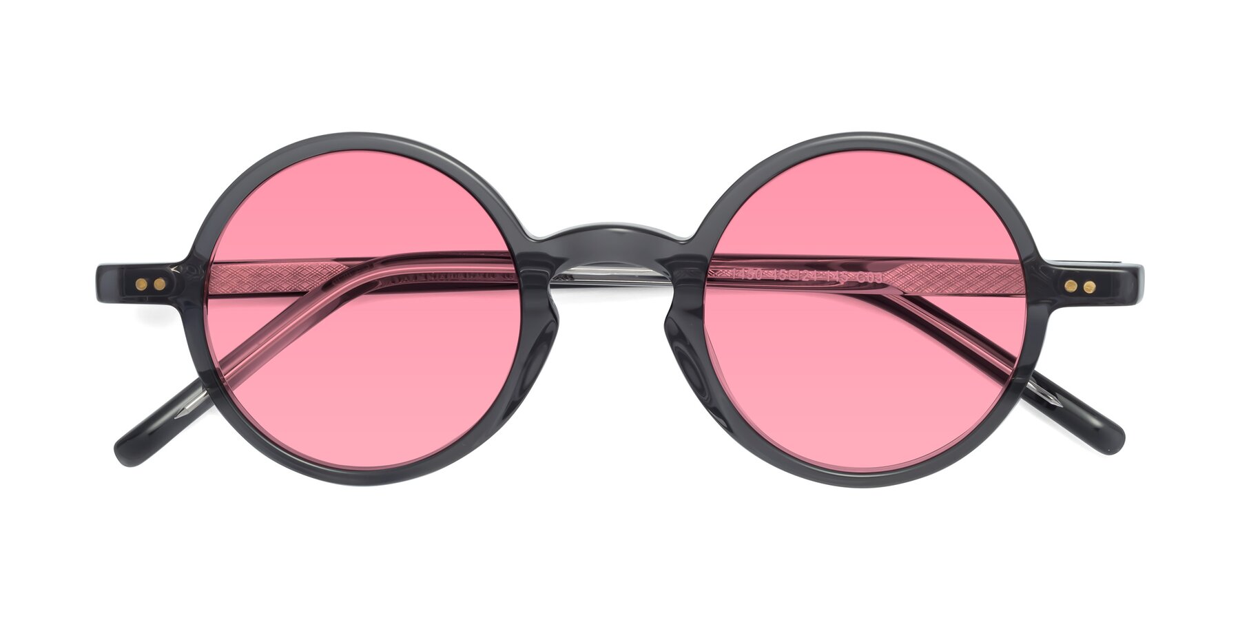 Folded Front of Oakes in Iron Gray with Pink Tinted Lenses