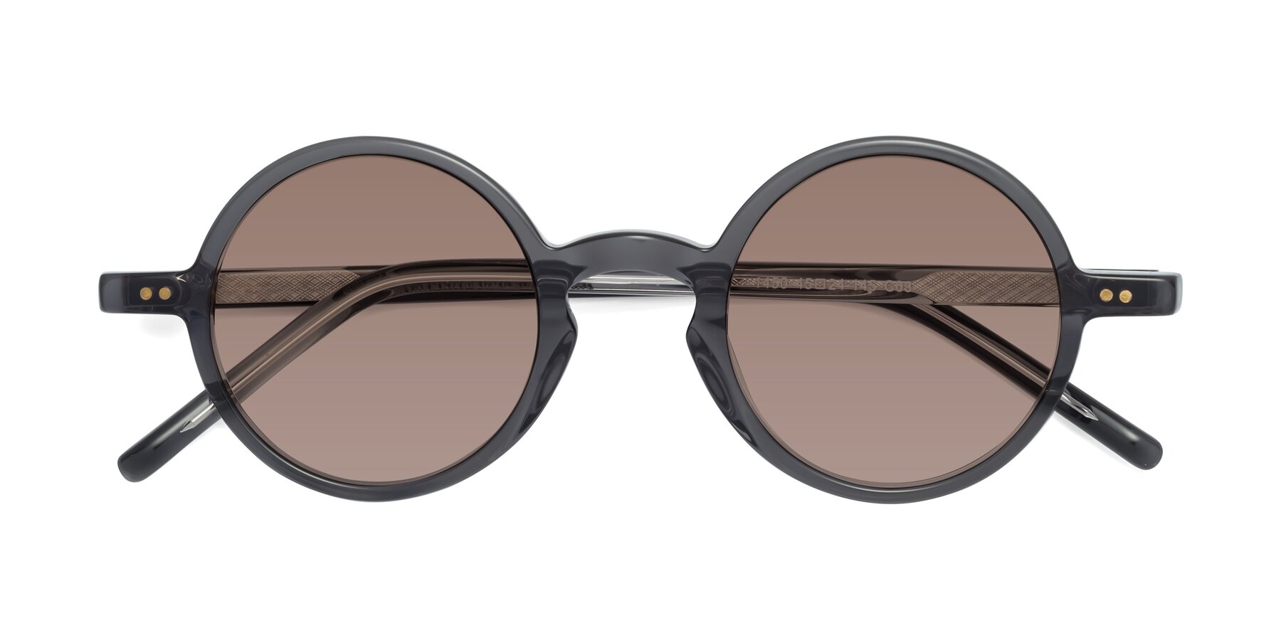 Folded Front of Oakes in Translucent Gray with Medium Brown Tinted Lenses