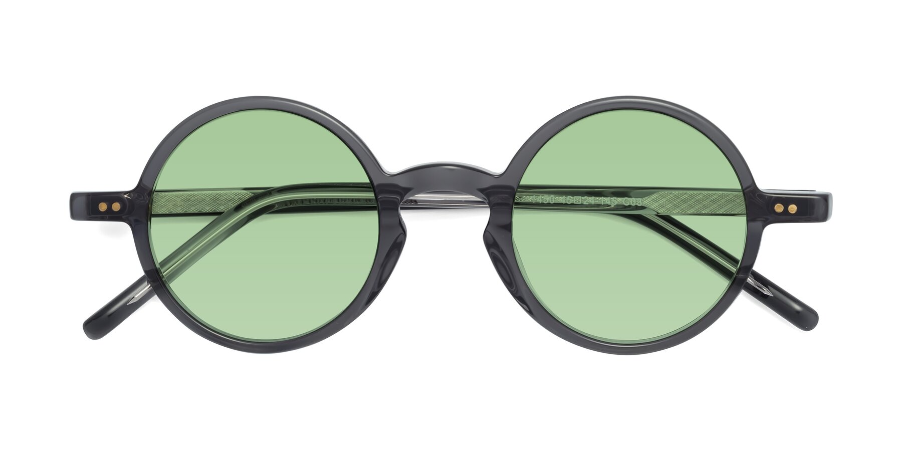 Folded Front of Oakes in Translucent Gray with Medium Green Tinted Lenses