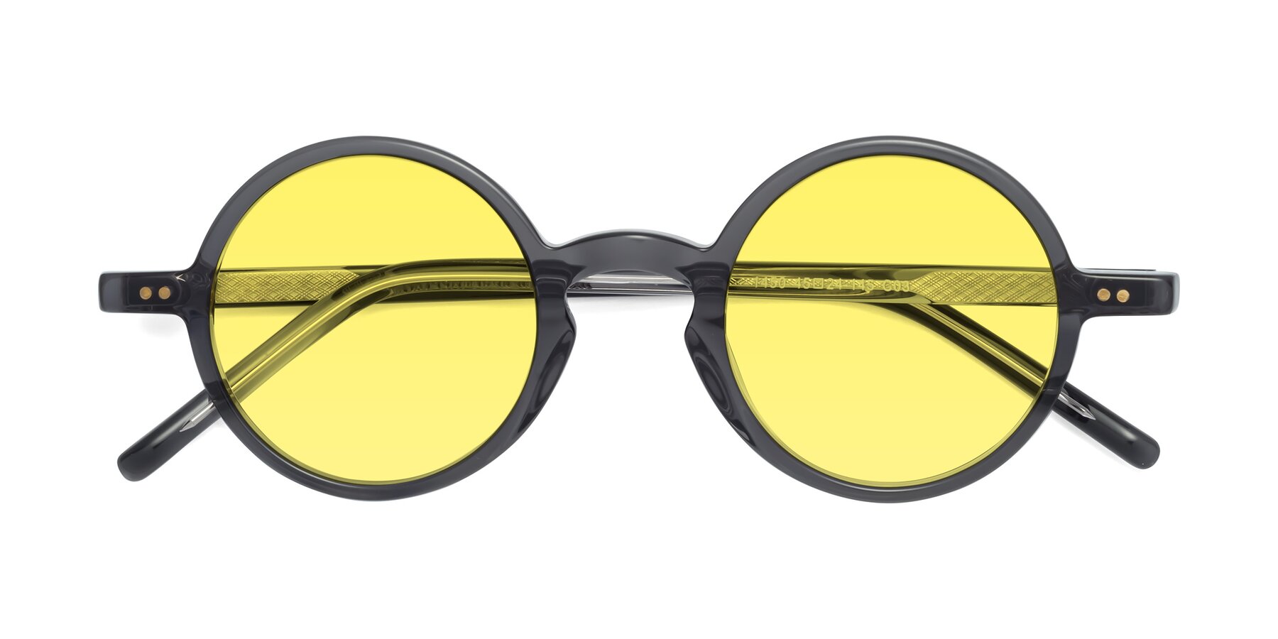 Folded Front of Oakes in Iron Gray with Medium Yellow Tinted Lenses