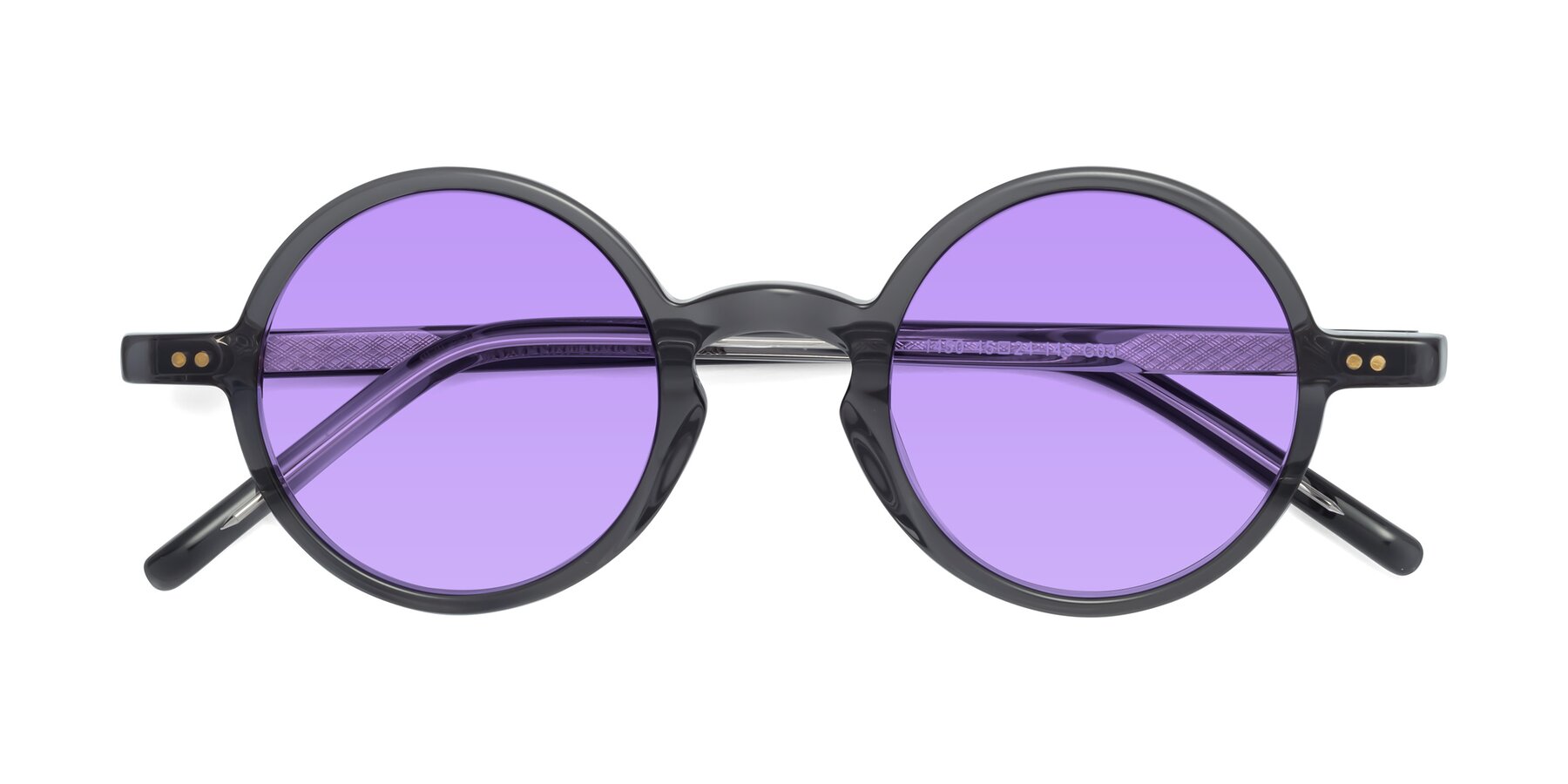 Folded Front of Oakes in Iron Gray with Medium Purple Tinted Lenses