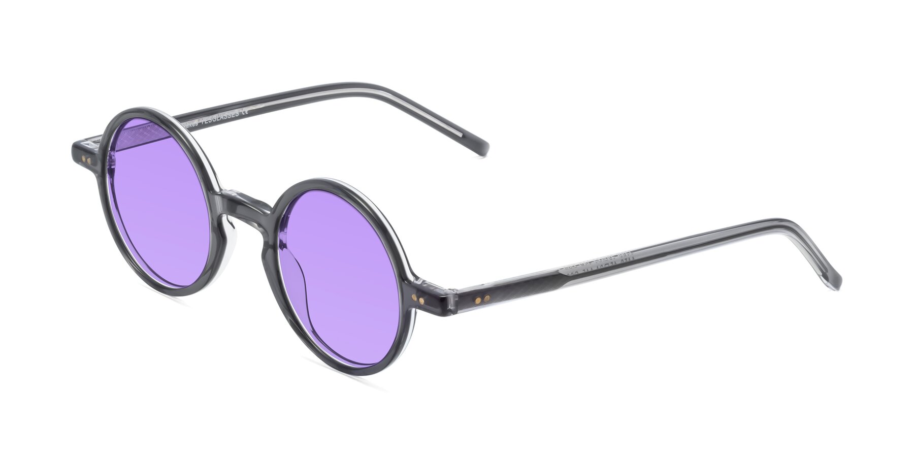 Angle of Oakes in Iron Gray with Medium Purple Tinted Lenses