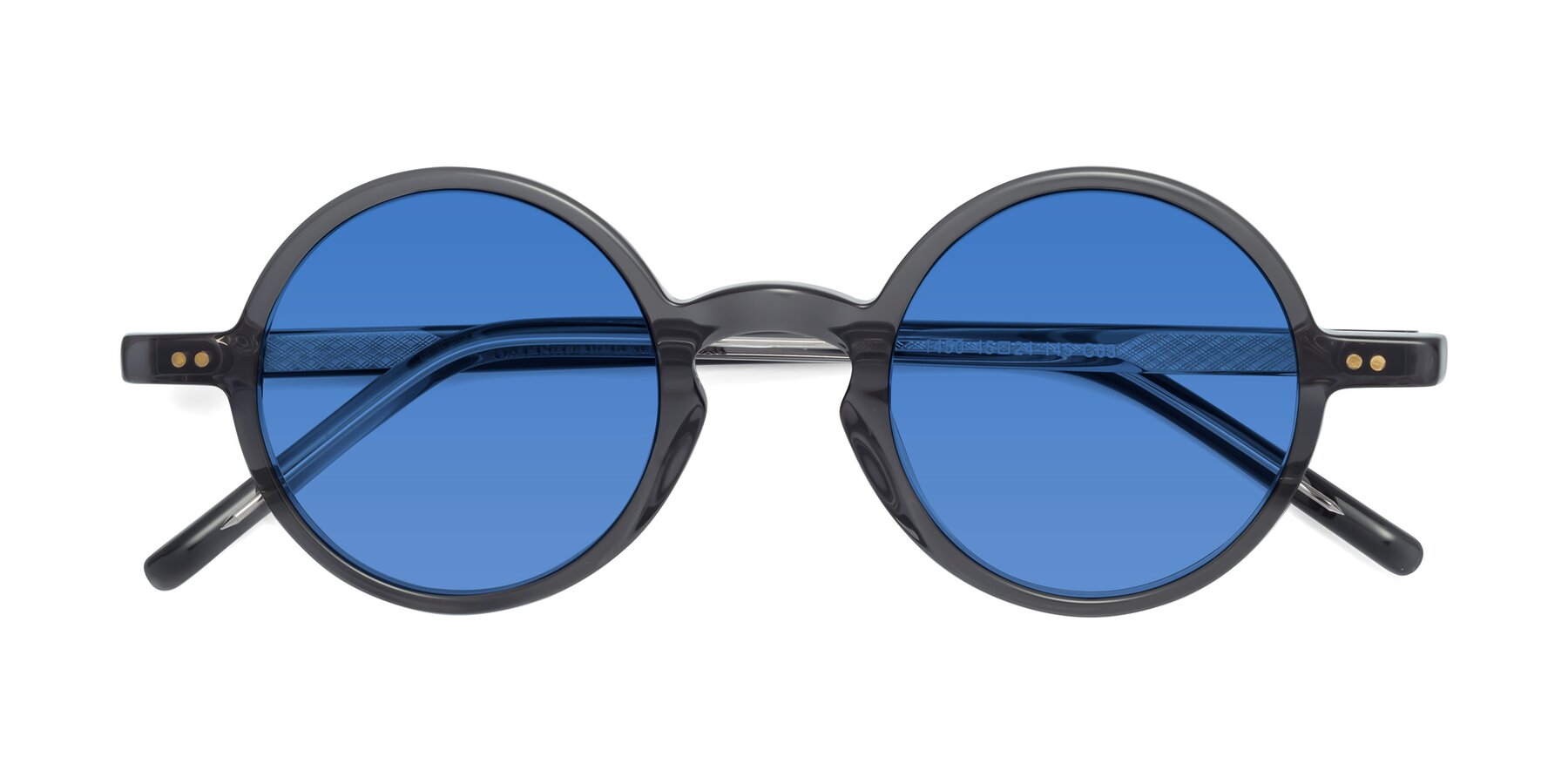 Folded Front of Oakes in Iron Gray with Blue Tinted Lenses