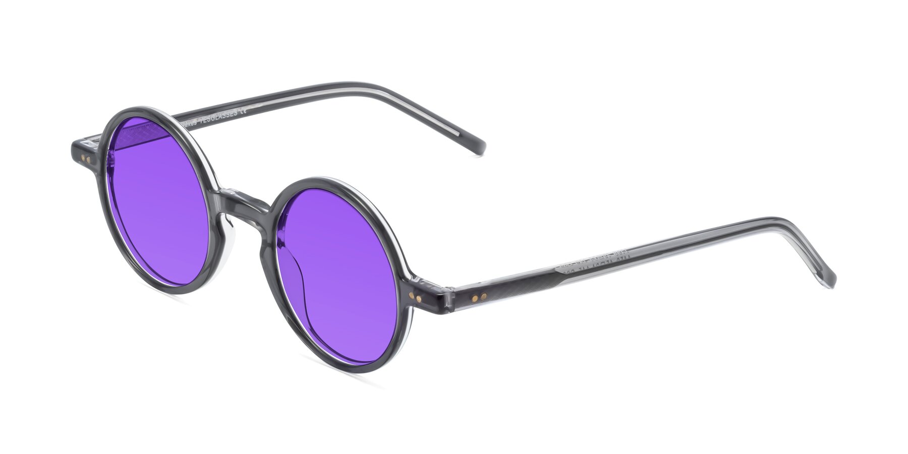 Angle of Oakes in Translucent Gray with Purple Tinted Lenses