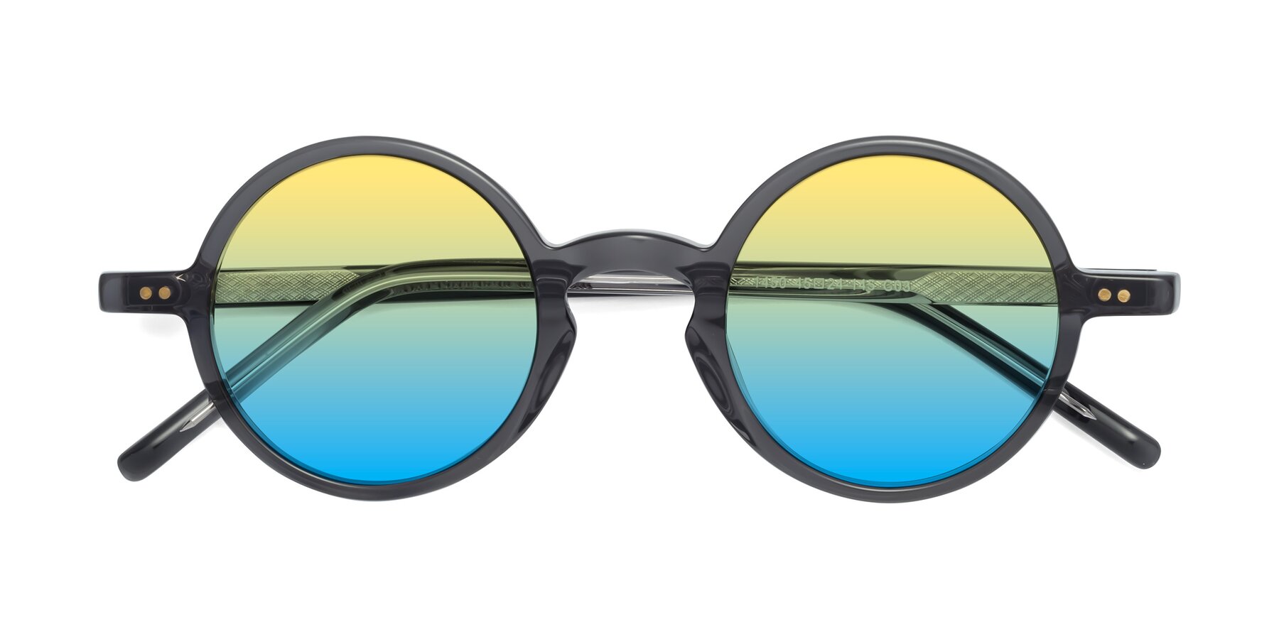 Folded Front of Oakes in Translucent Gray with Yellow / Blue Gradient Lenses