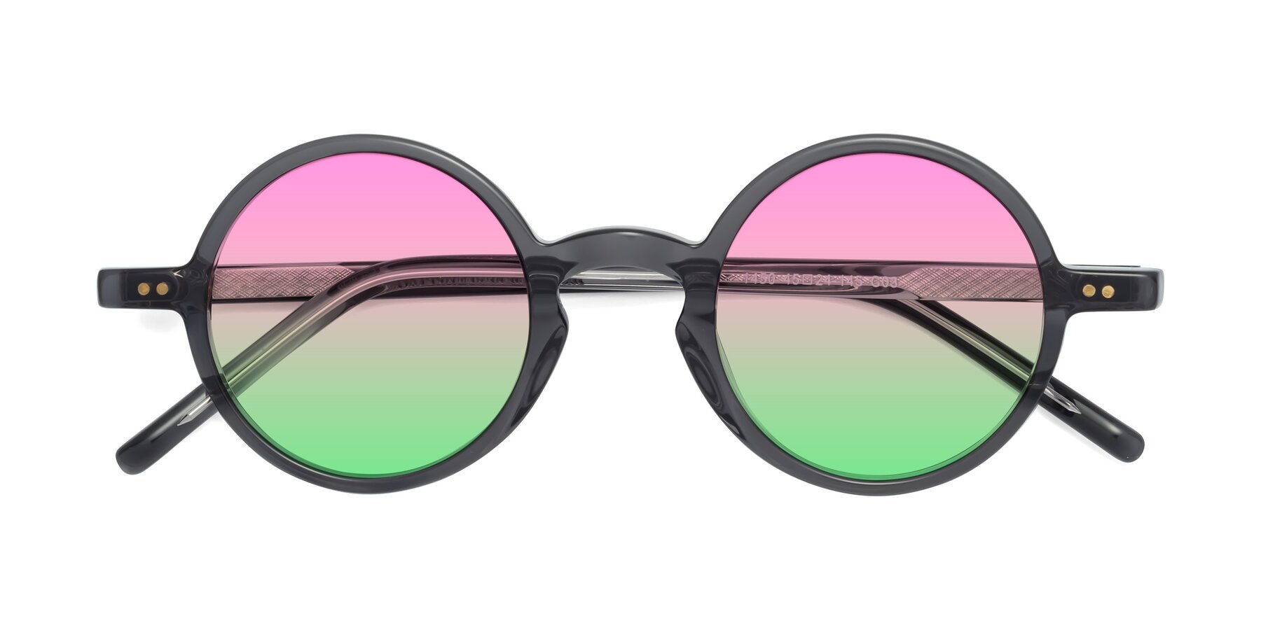 Folded Front of Oakes in Translucent Gray with Pink / Green Gradient Lenses