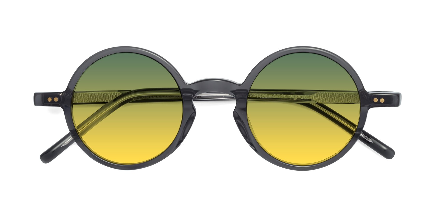 Folded Front of Oakes in Iron Gray with Green / Yellow Gradient Lenses