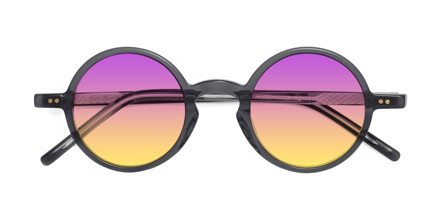 Folded Front of Oakes in Iron Gray with Purple / Yellow Gradient Lenses