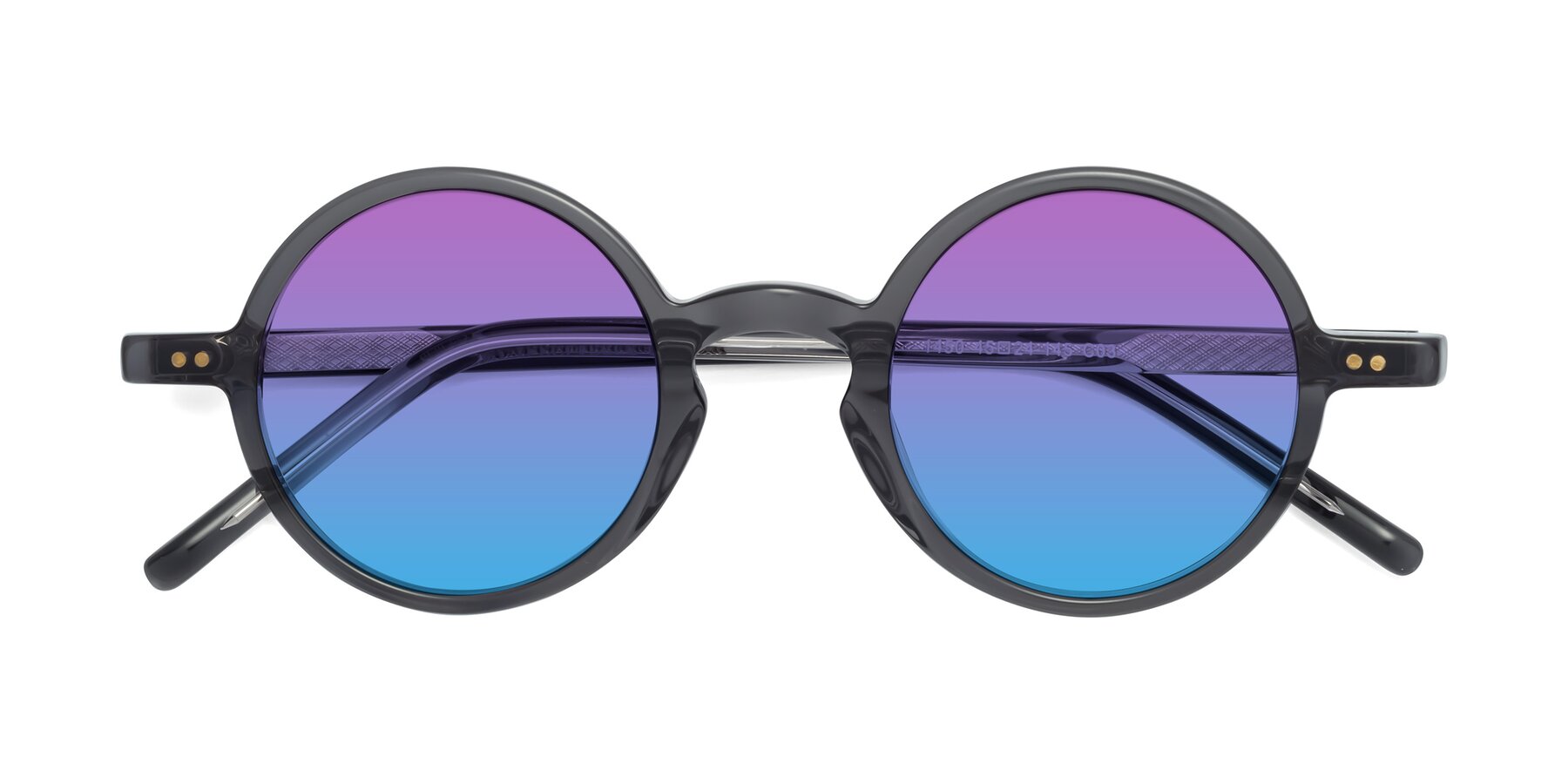 Folded Front of Oakes in Translucent Gray with Purple / Blue Gradient Lenses