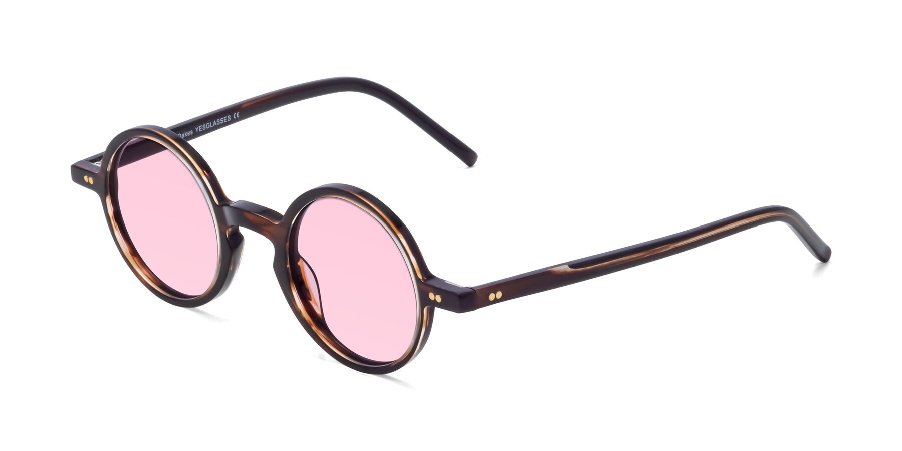 Angle of Oakes in Coffee with Light Pink Tinted Lenses