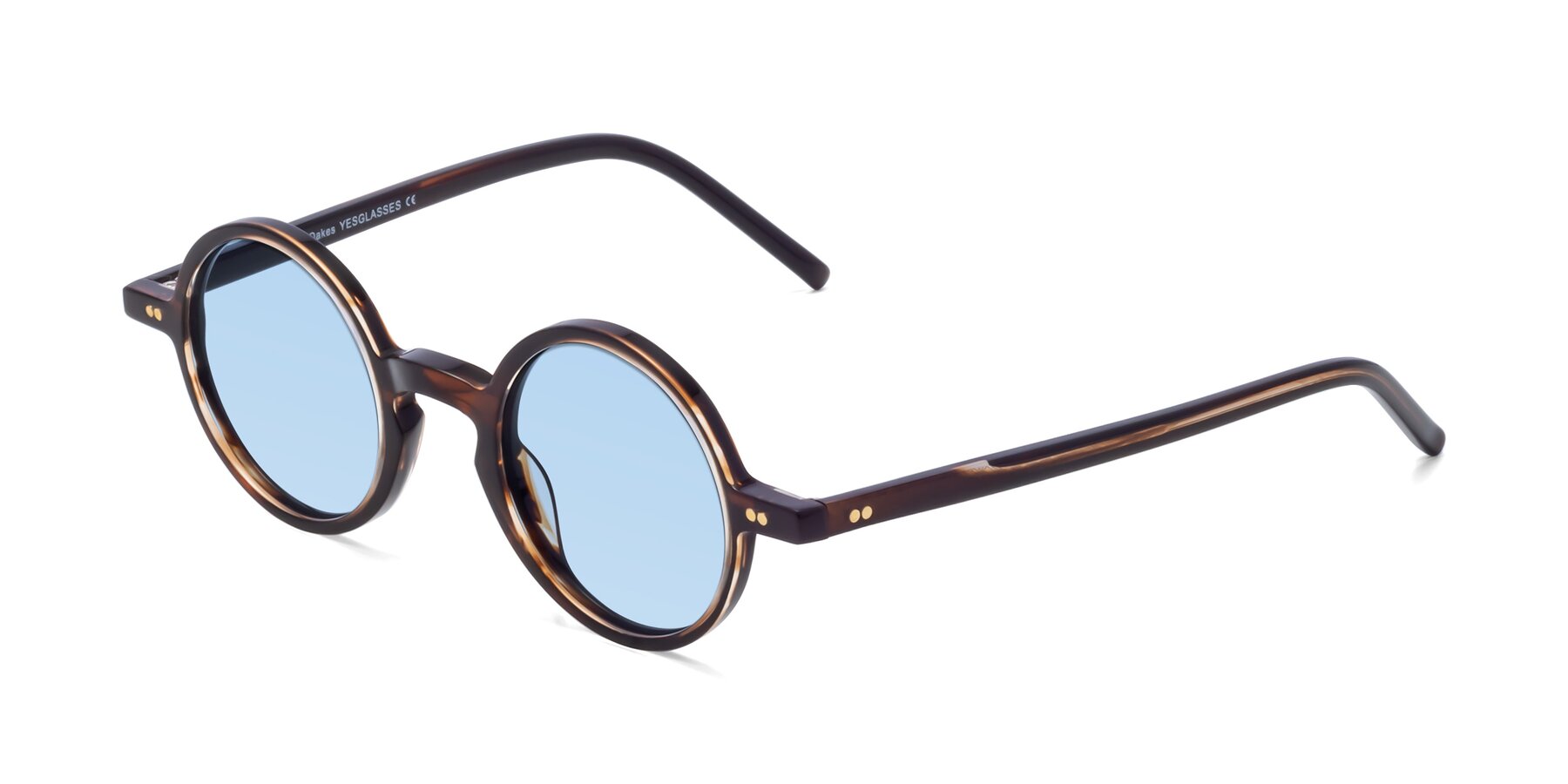 Angle of Oakes in Deep Brown Tortoise with Light Blue Tinted Lenses