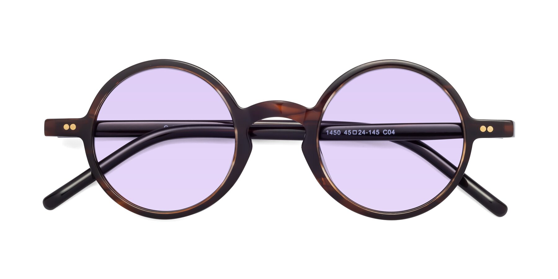 Folded Front of Oakes in Deep Brown Tortoise with Light Purple Tinted Lenses