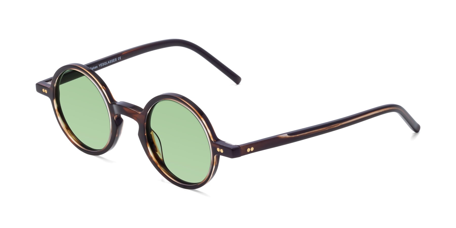 Angle of Oakes in Deep Brown Tortoise with Medium Green Tinted Lenses