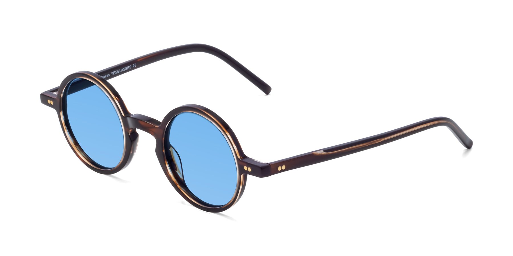 Angle of Oakes in Deep Brown Tortoise with Medium Blue Tinted Lenses