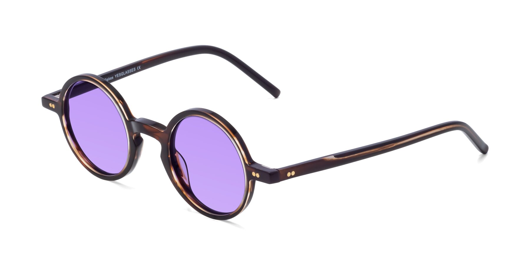 Angle of Oakes in Deep Brown Tortoise with Medium Purple Tinted Lenses