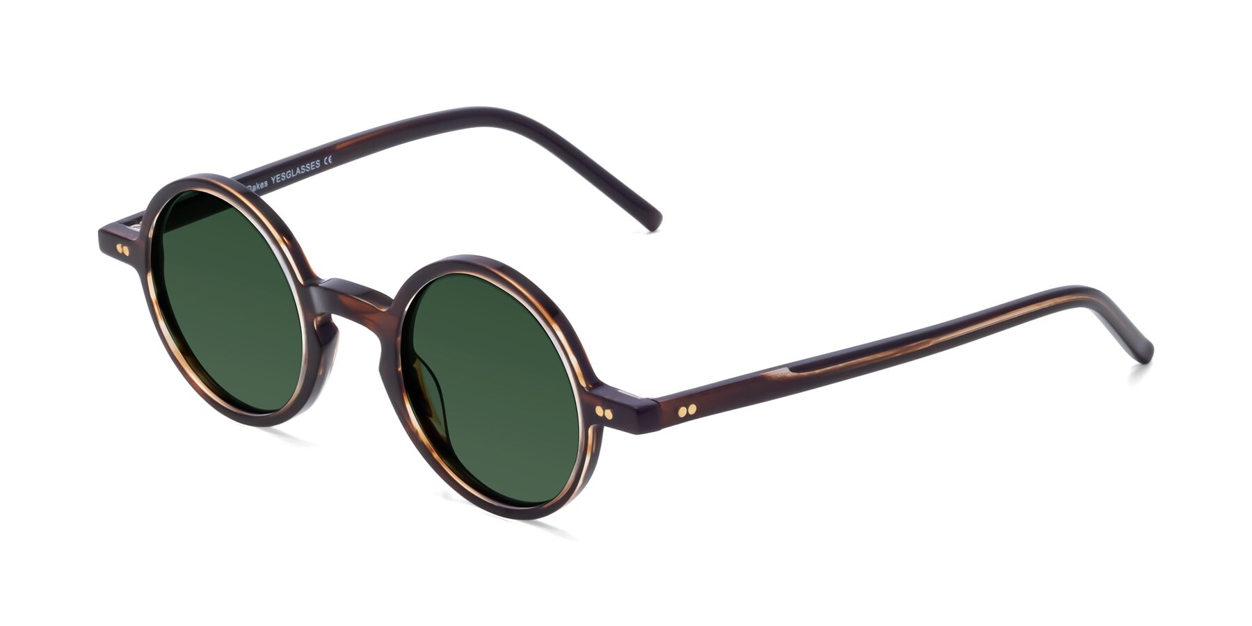 Angle of Oakes in Deep Brown Tortoise with Green Tinted Lenses
