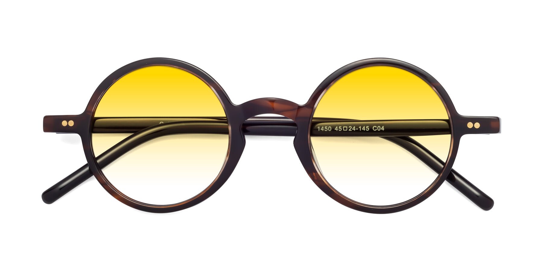 Folded Front of Oakes in Deep Brown Tortoise with Yellow Gradient Lenses