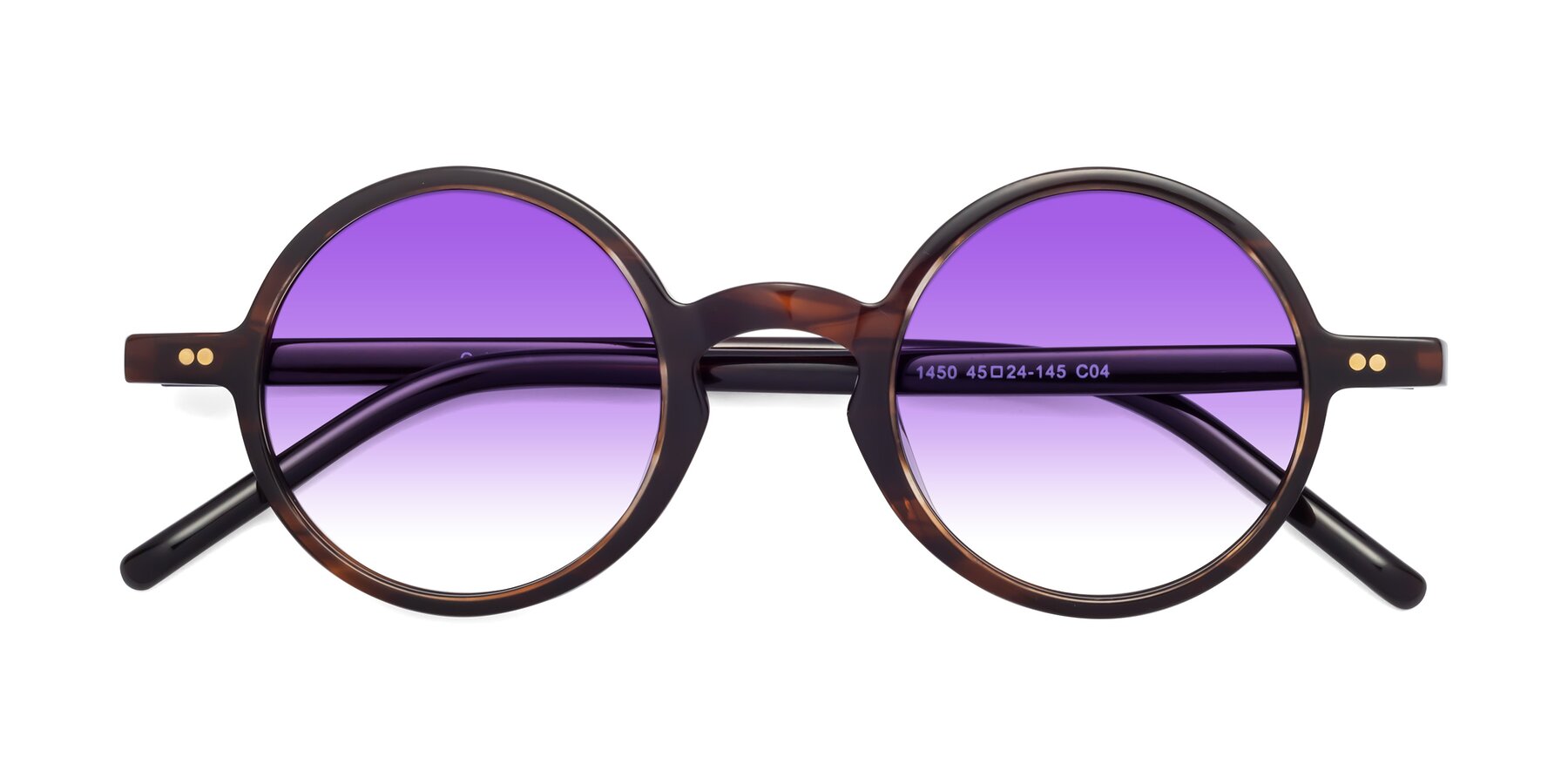 Folded Front of Oakes in Deep Brown Tortoise with Purple Gradient Lenses