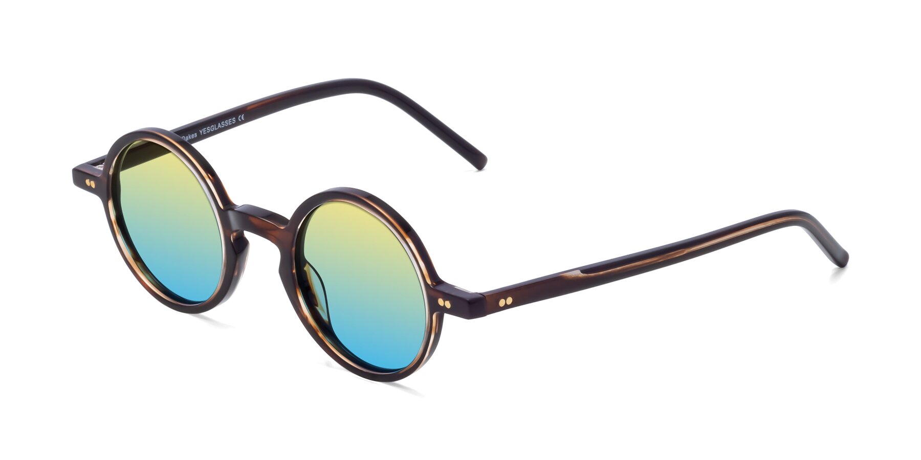 Angle of Oakes in Deep Brown Tortoise with Yellow / Blue Gradient Lenses