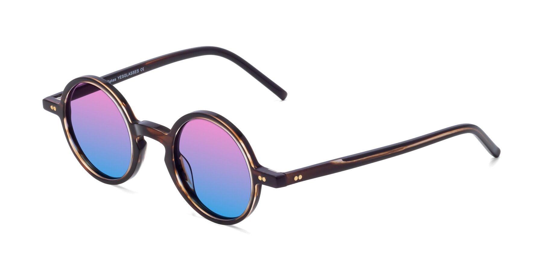 Angle of Oakes in Deep Brown Tortoise with Pink / Blue Gradient Lenses