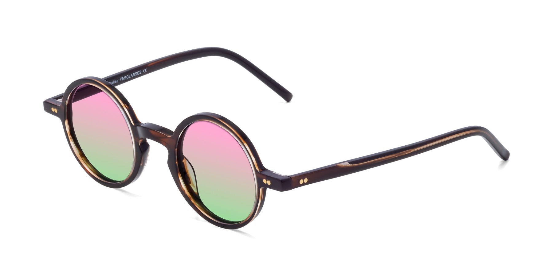 Angle of Oakes in Deep Brown Tortoise with Pink / Green Gradient Lenses
