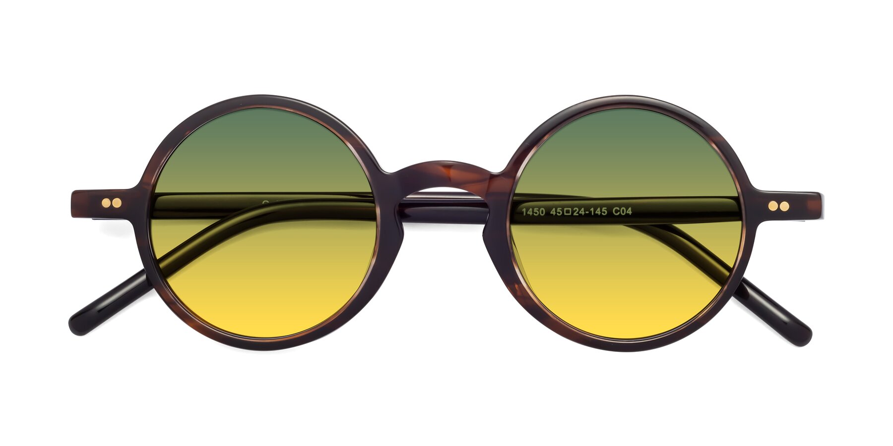 Folded Front of Oakes in Deep Brown Tortoise with Green / Yellow Gradient Lenses