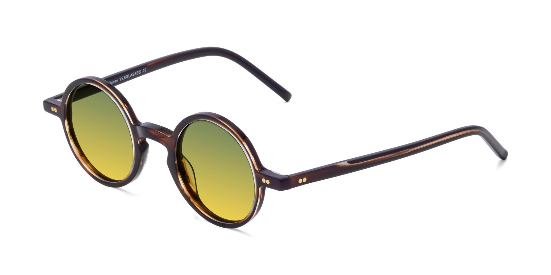 Angle of Oakes in Deep Brown Tortoise with Green / Yellow Gradient Lenses