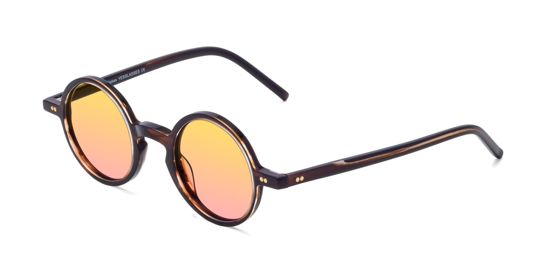 Angle of Oakes in Deep Brown Tortoise with Yellow / Pink Gradient Lenses