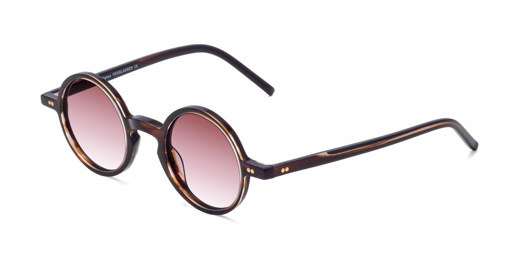 Angle of Oakes in Deep Brown Tortoise with Garnet Gradient Lenses