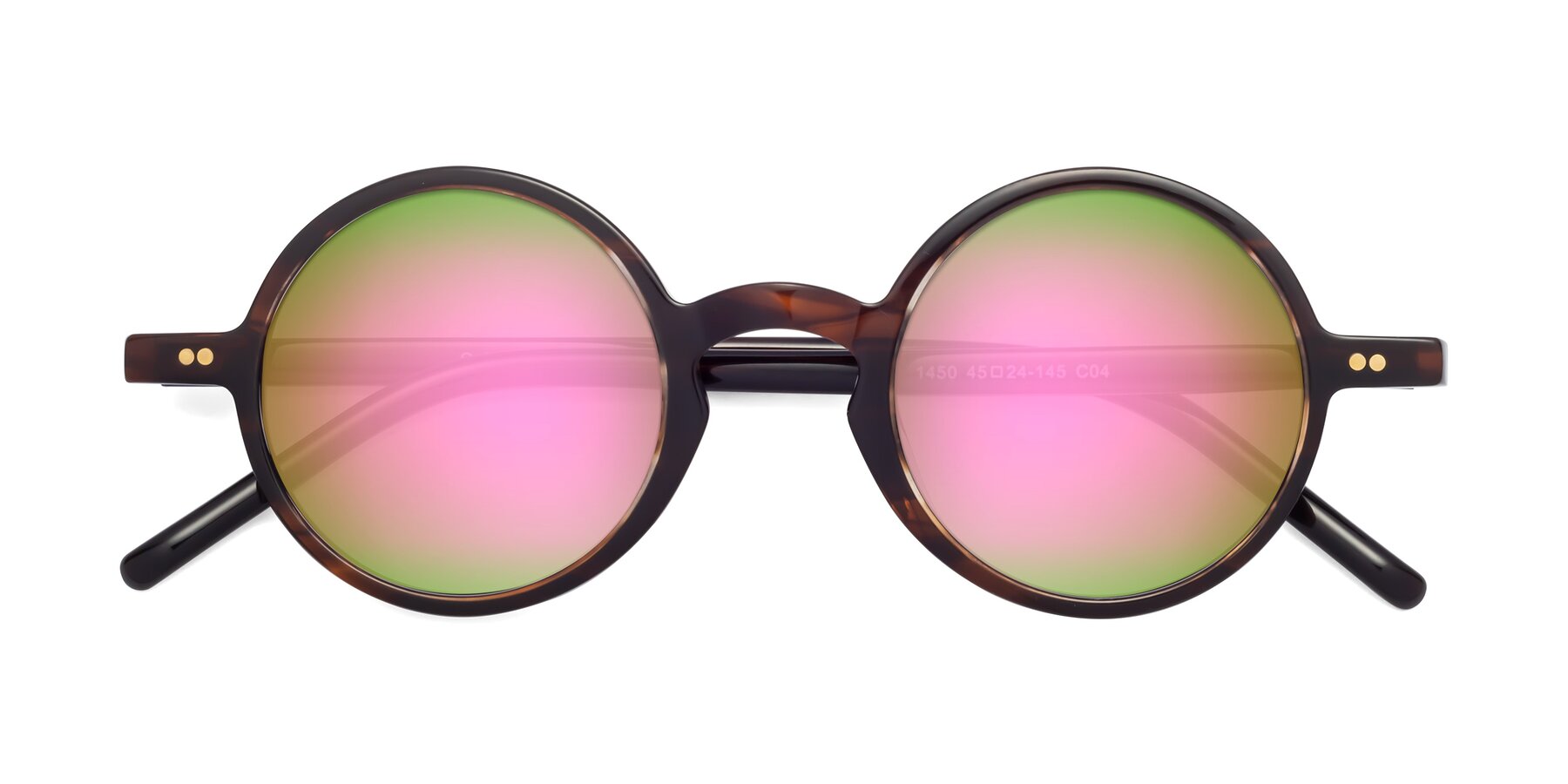 Folded Front of Oakes in Deep Brown Tortoise with Pink Mirrored Lenses