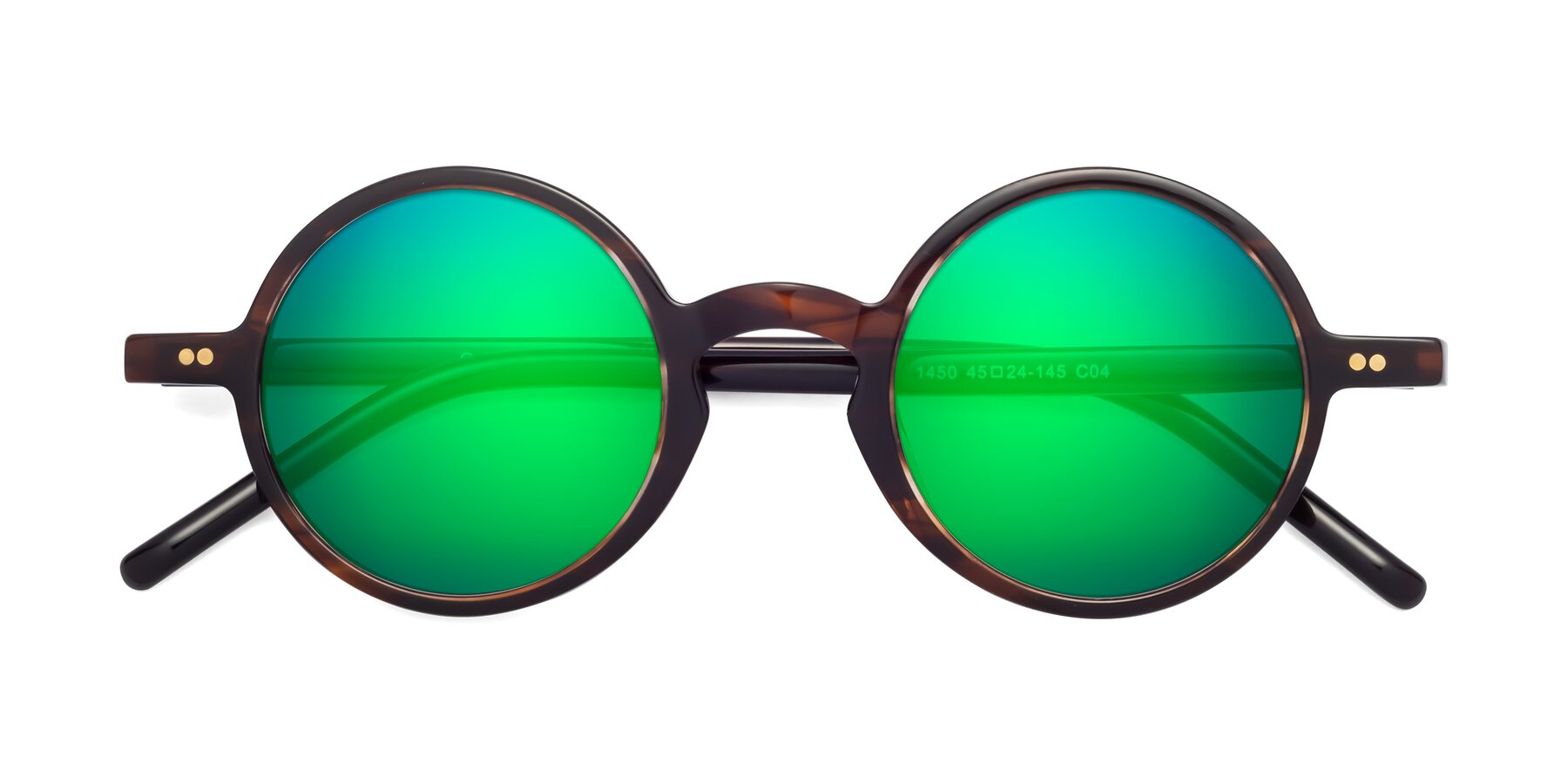 Folded Front of Oakes in Deep Brown Tortoise with Green Mirrored Lenses