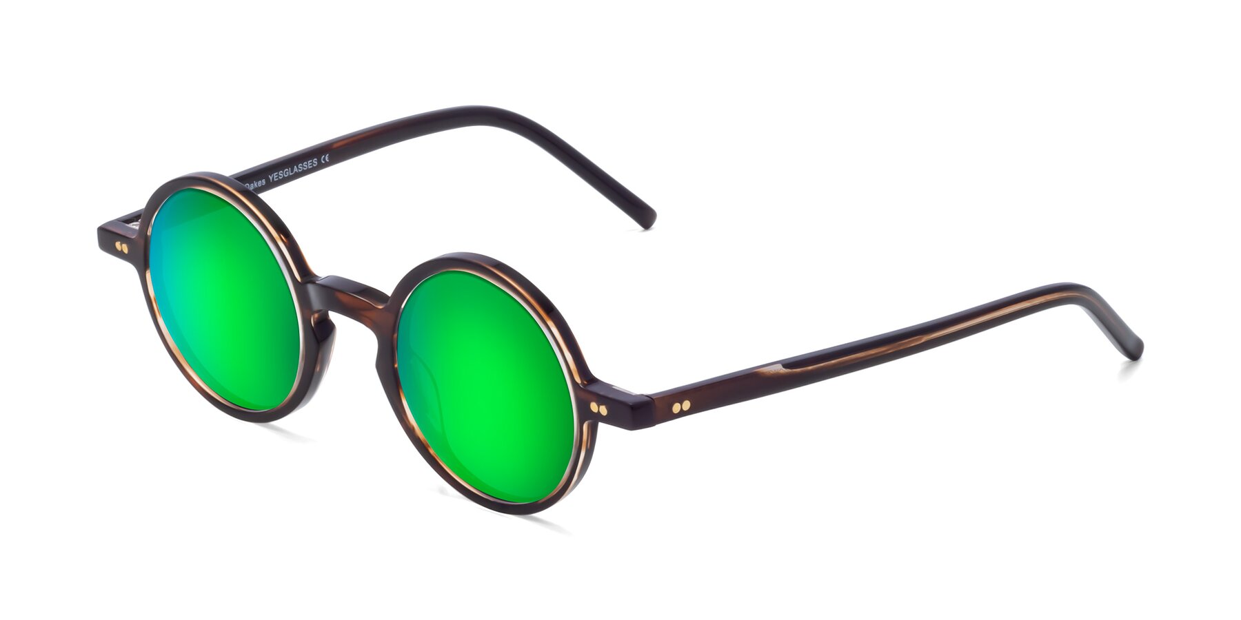 Angle of Oakes in Deep Brown Tortoise with Green Mirrored Lenses