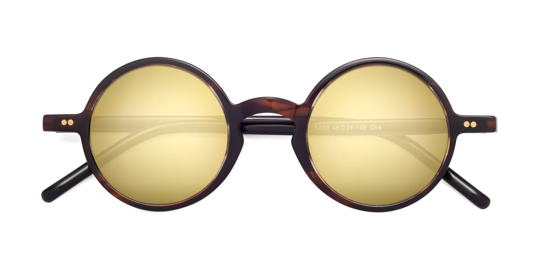 Folded Front of Oakes in Deep Brown Tortoise with Gold Mirrored Lenses
